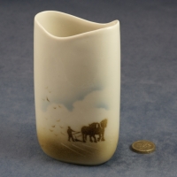 Tall Oval Vase Horses and Plough
