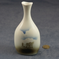 Oval Bud Vase Horses and Plough