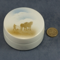 Round Lidded Dish Horses and Plough