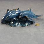 Dolphin - Three - Blue Glazed