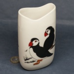 Tall Oval Vase Puffins